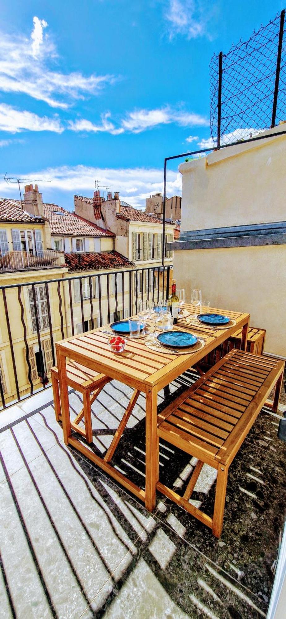 Terrasse - Hyper Centre - 2 Chambres - Parking Gratuit - Calme & Lumineux - Arrivee Autonome Marseille Bagian luar foto