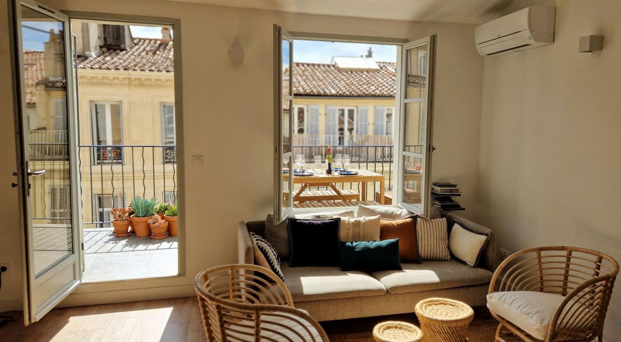 Terrasse - Hyper Centre - 2 Chambres - Parking Gratuit - Calme & Lumineux - Arrivee Autonome Marseille Bagian luar foto